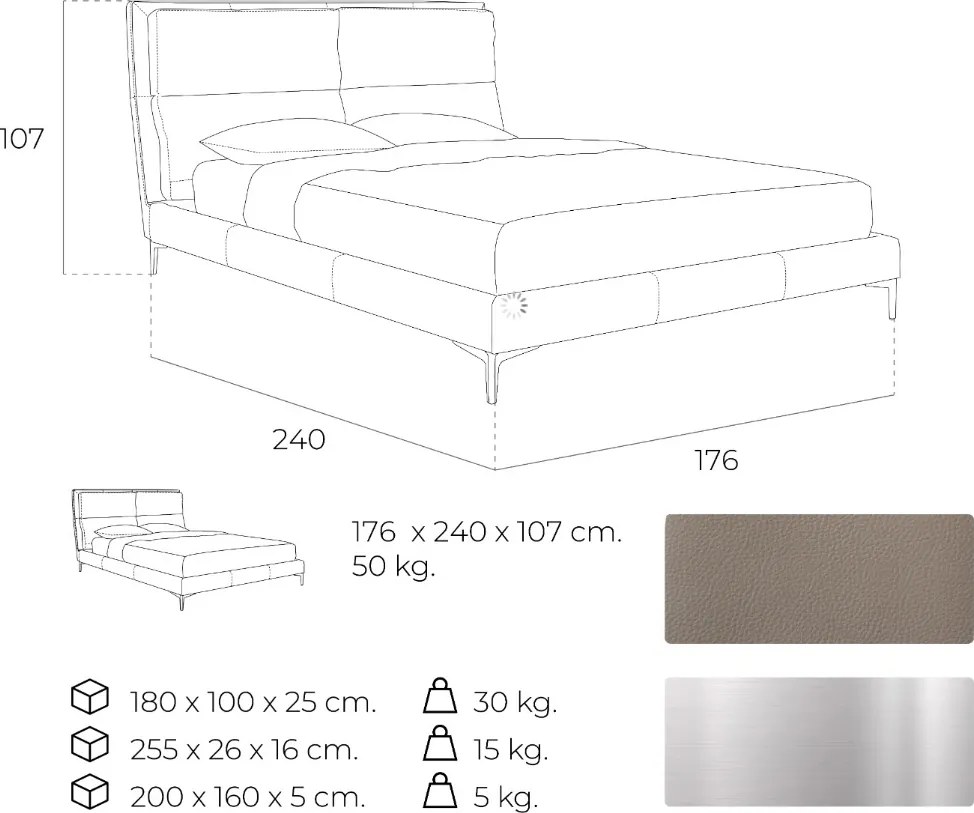 Pat dublu tapitat, design LUX Althea, 160x200cm