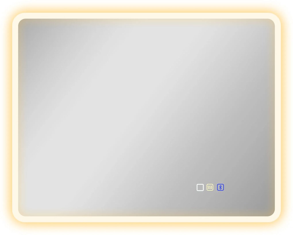 HOMCOM Oglindă de baie LED bluetooth 70 x 90 cm interruptor tactil lumină reglabilă 3 culori anti-abur memorie argintiu | Aosom Romania