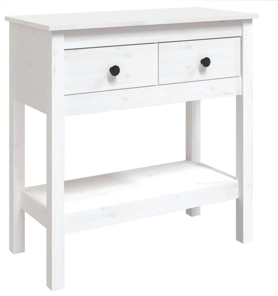 814620 vidaXL Masă consolă, alb, 75x35x75 cm, lemn masiv de pin