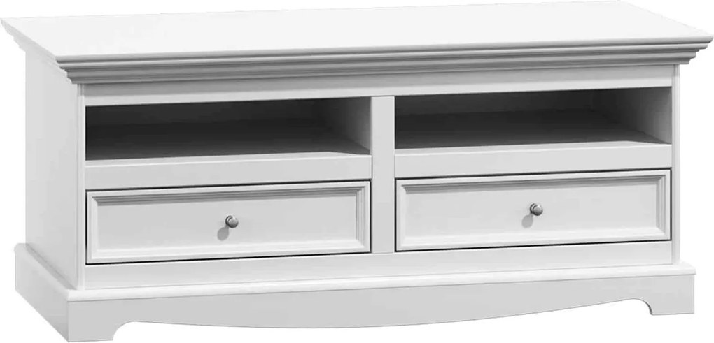 Comodă TV lemn masiv alb Linea, 111 × 53 × 53 cm