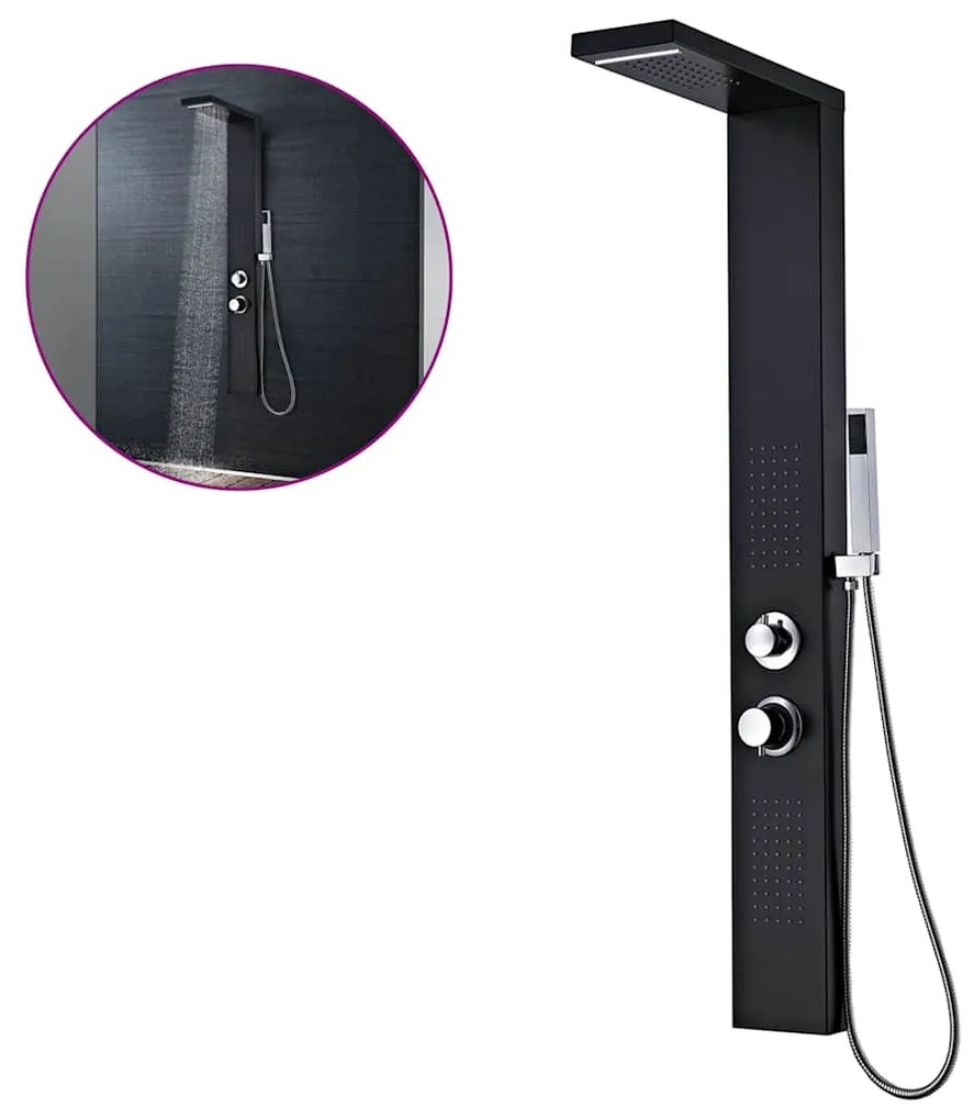 142373 vidaXL Sistem panel de duș din aluminiu, negru mat