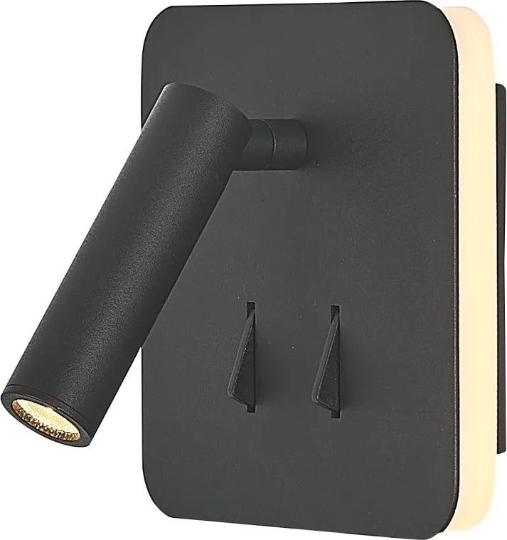 Aplica perete lumina ambientala, spot directionabil CAYMAN negru mat