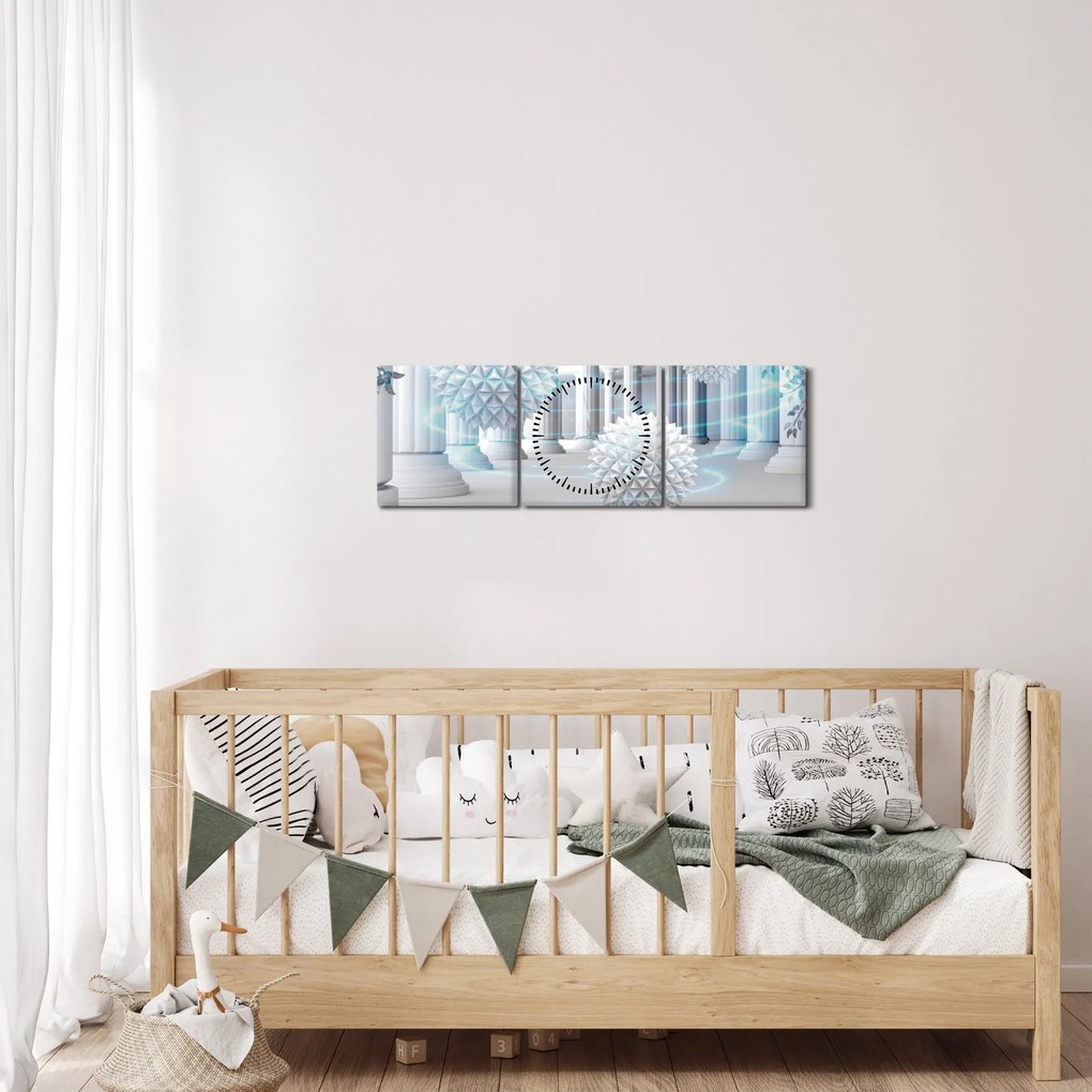 Tablou abstract în stil antic (cu ceas) (90x30 cm)