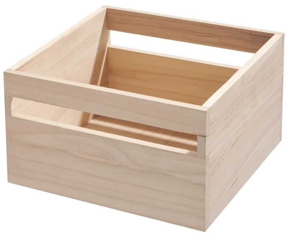 Cutie depozitare din lemn paulownia iDesign Eco Wood, 25,4 x 25,4 cm