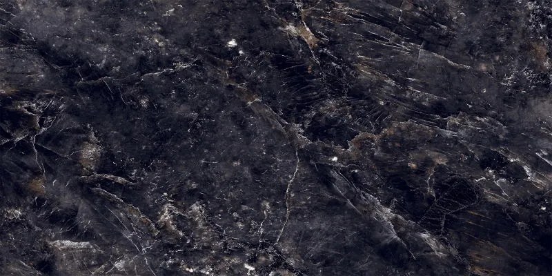 Mexen Rokocha Proba neagră de gresie glazurată rett. G1, placă de pardoseală-placare, luciu înalt - TL205-01-S