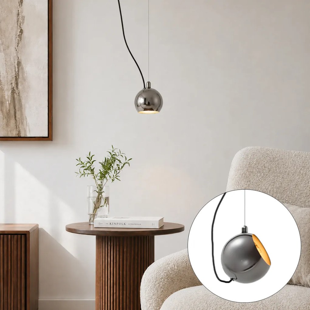 Lampă suspendată de designer crom închis pentru sistem de șină monofazat - Slimline Sara