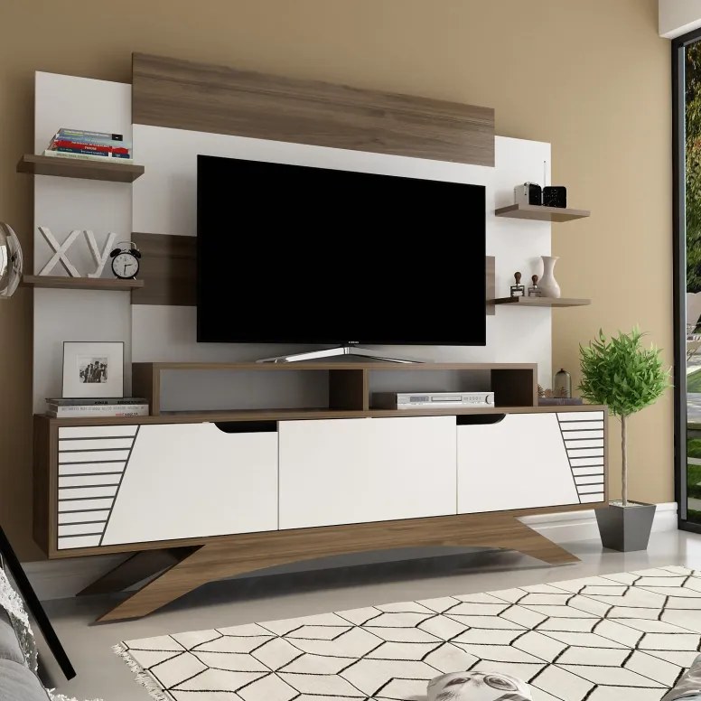 Ansamblu Comoda TV Deparo Walnut-Alb