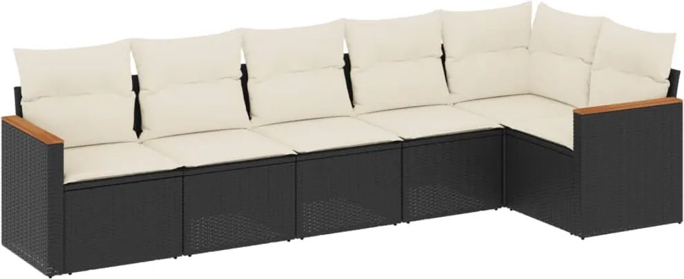 vidaXL Set mobilier de grădină cu perne, 6 piese, negru, poliratan