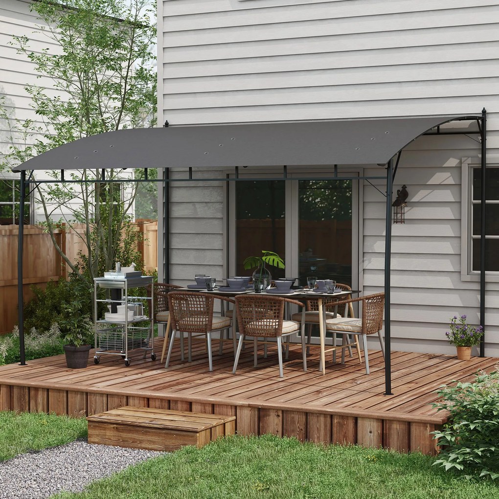 Outsunny Pergola Exterior 3x4m Cadru Metalic Protecție Solară pentru Grătar Terasă Verandă Gri | Aosom Romania