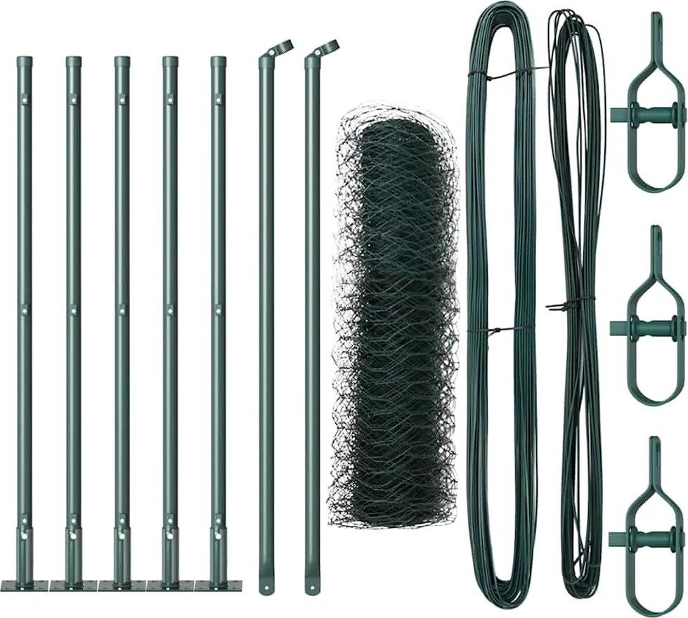 vidaXL Stâlp de gard. Verde 10 x 0,5 m (plasă de 36 mm) Oțel și PVC