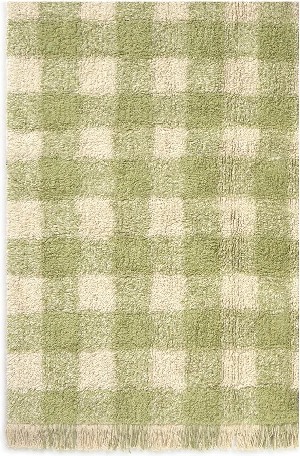 Covor pentru copii verde lavabil/țesut manual din bumbac 90x120 cm Vichy – Lorena Canals