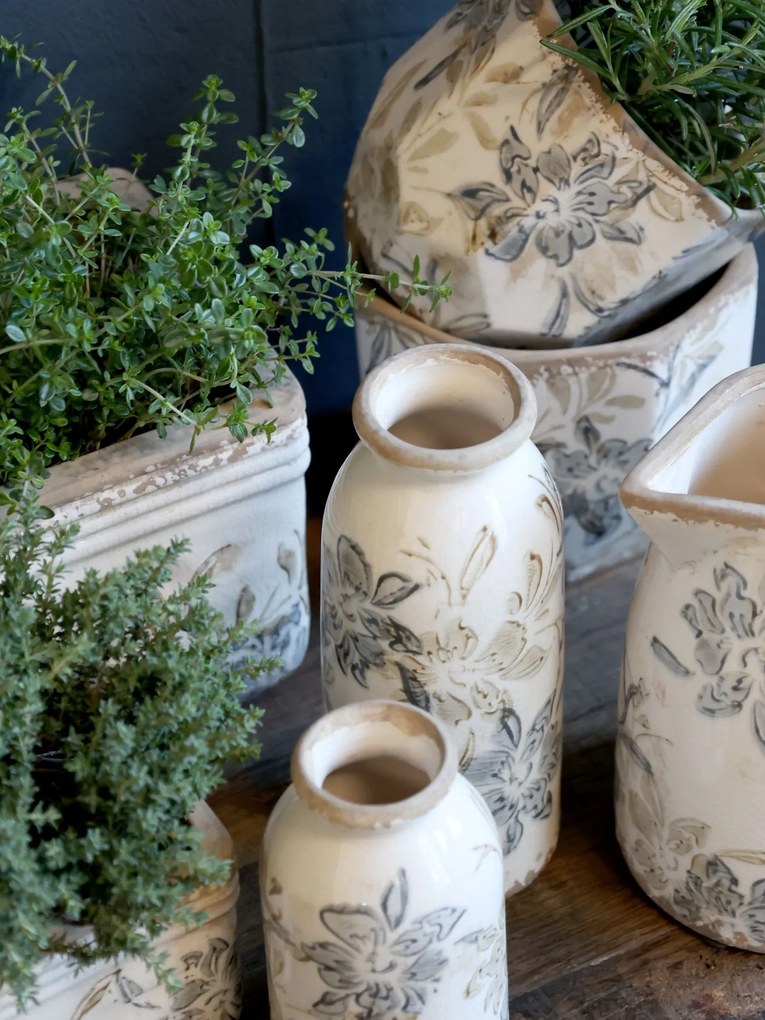 Vaza decorativa, din ceramica, motive florale, H15.5/D7.5cm, Croix