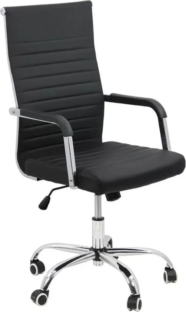 Scaun de birou ODESSA, cadru cromat, reglabil pe inaltime, Piele ecologica, Negru