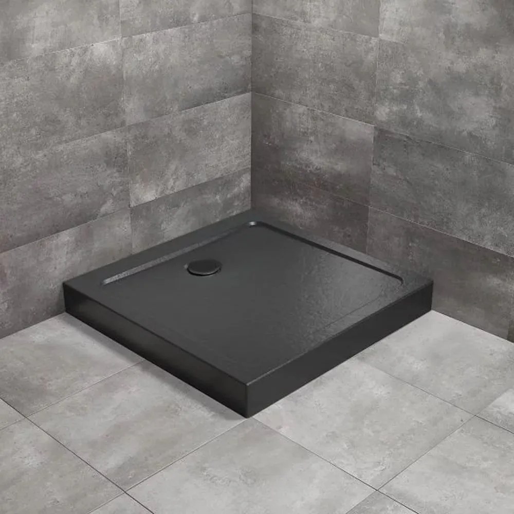 Cadita dus patrata Radaway Doros C Compact Stone 80x80 cm acril negru