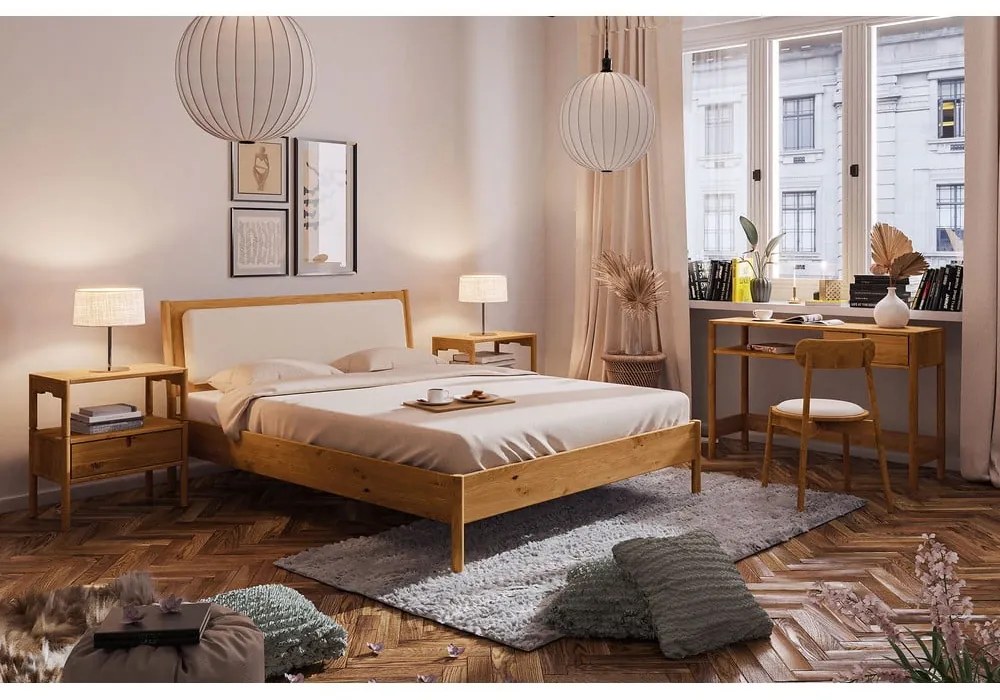 Pat din lemn de stejar 90x200 cm Pola – The Beds