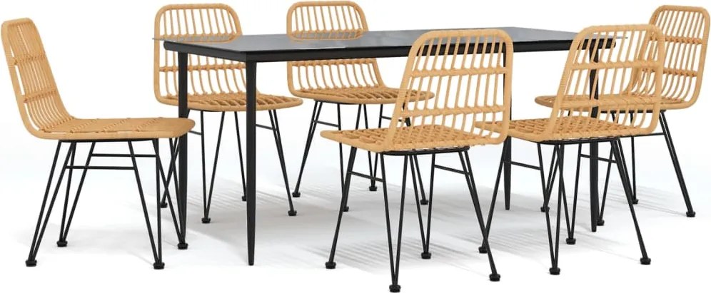 vidaXL Set mobilier de grădină, 7 piese, poliratan