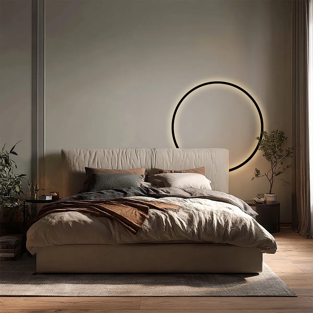 Lampă de perete de design neagră 67cm incl. LED cu 3 trepte de intensitate luminoasă - Anello