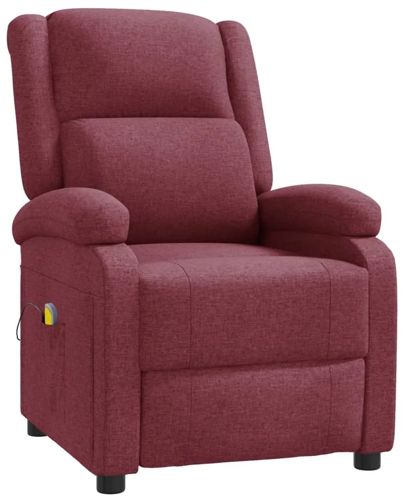 342430 vidaXL Fotoliu de masaj spătar aripi, roșu vin, material textil