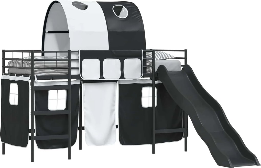 vidaXL Cadru de pat supraetajat pentru copii Negru 90 x 190 cm Metal