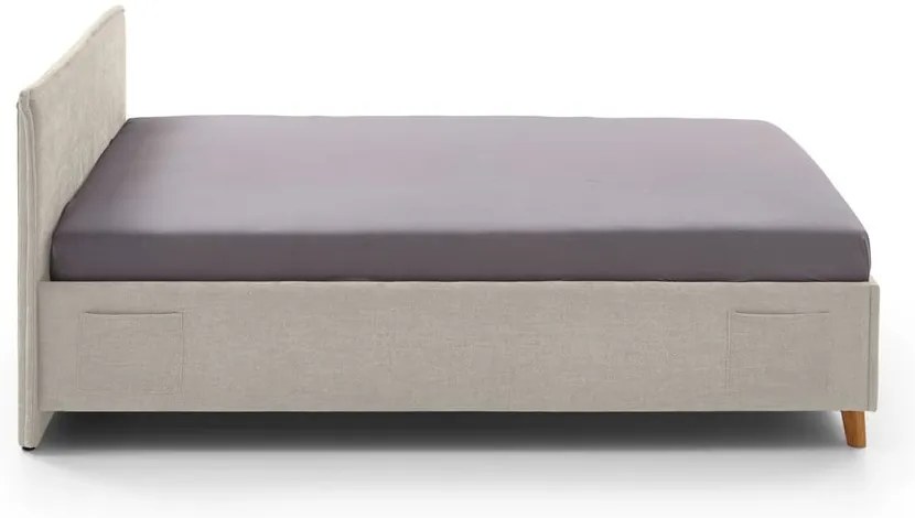 Pat pentru copii bej tapițat fără somieră 90x200 cm Fun – Meise Möbel