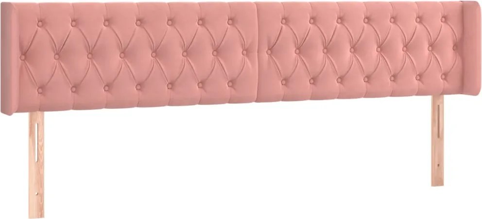vidaXL Tăblie de pat cu aripioare roz 183x16x78/88 cm catifea