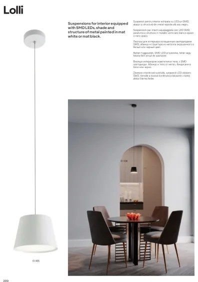 Redo 01-1495 - Lustră LED pe cablu LOLLI, 6W, 230V, Ø 14 cm, albă