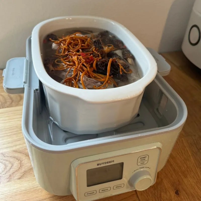 Vas din portelan pentru aparatul de gatit cu aburi BUYDEEM CT1005, 2 l, de la -8°C la +230°C, Omologat de FDA pentru contactul cu alimentele, Alb