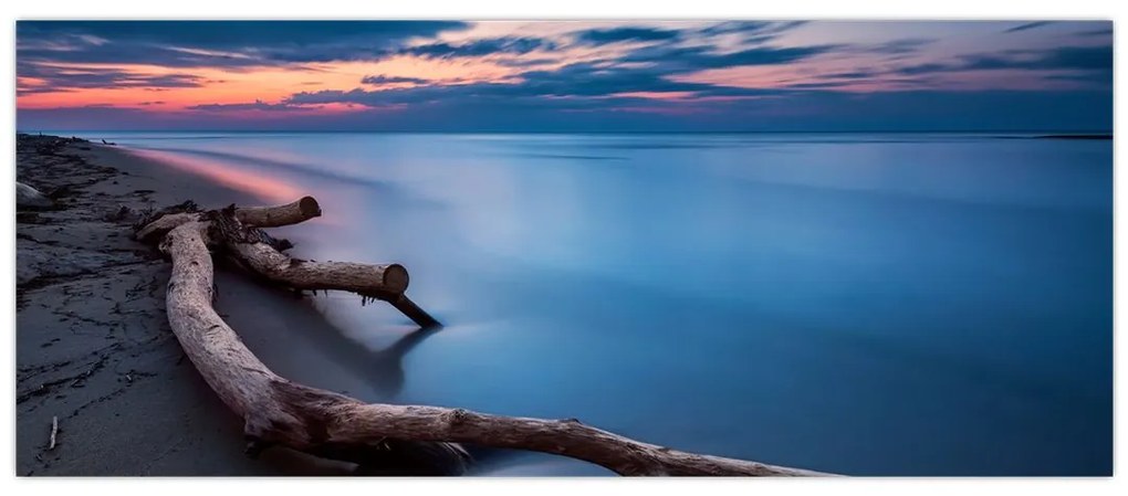 Tablou cu plaja în apus de soare (120x50 cm)