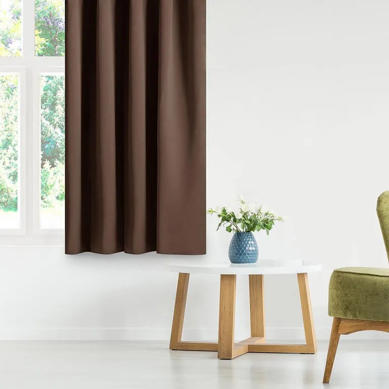 Draperie groasă blackout RESTILO maro închis 140 x 245 cm set 2 buc