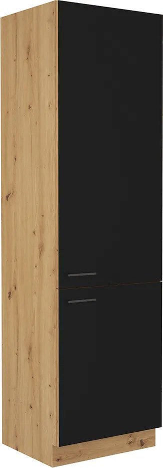 Dulap pentru produse alimentare, negru mat / stejar artizan, MONRO 60 DK-210 2F