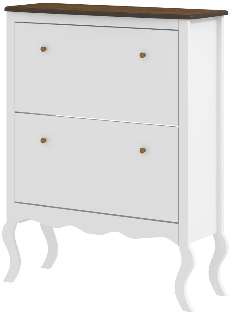 HOMCOM Șifonier Îngust cu 2 Sertare Abatibile Rafturi Reglabile pentru 16 Perechi de Pantofi 84x29x109 cm Alb | Aosom Romania