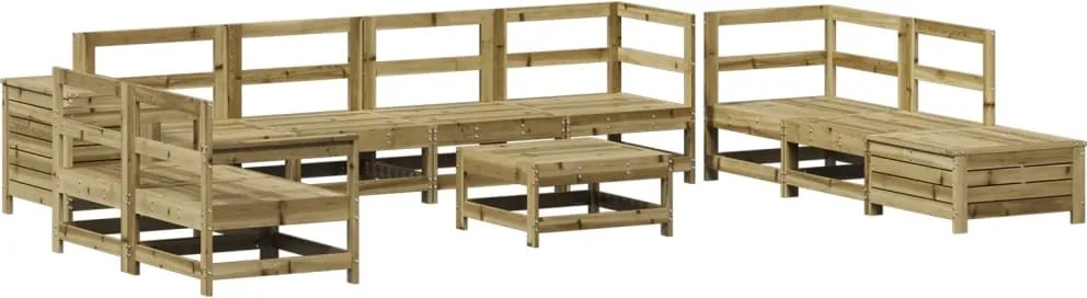 vidaXL Set canapea de grădină, 11 piese, lemn de pin tratat