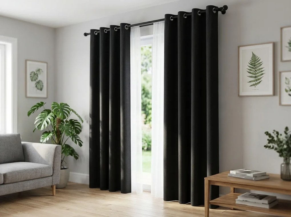 2x draperie neagra OXFORD 140x250 cm