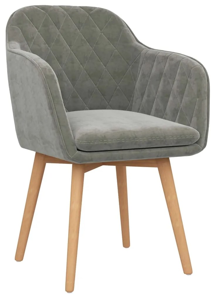 289408 vidaXL Scaun de bucătărie, gri deschis, catifea