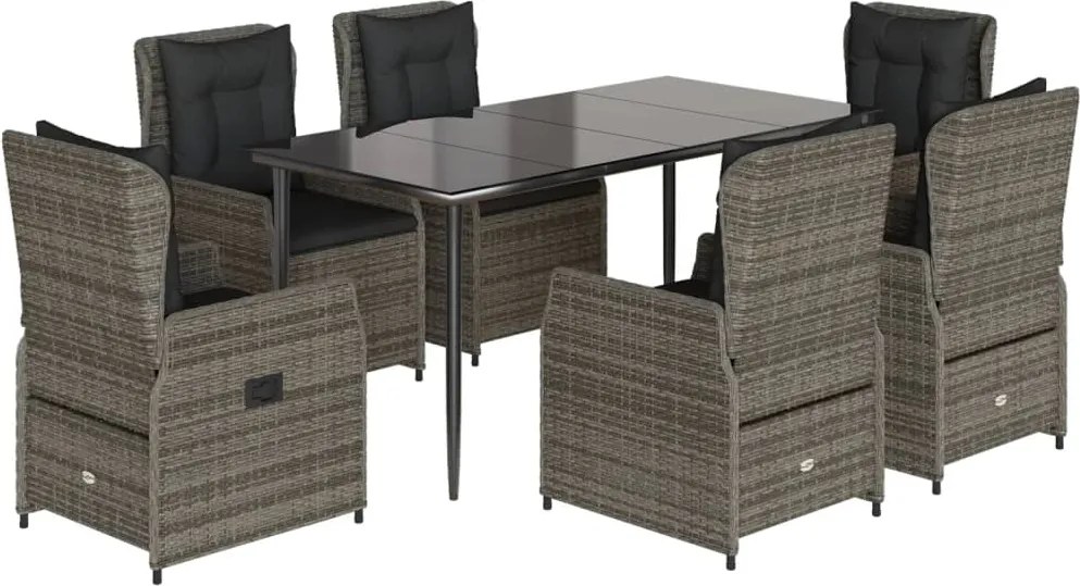 vidaXL Set mobilier de grădină cu perne, 7 piese, gri, poliratan