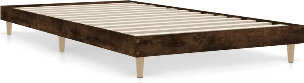 vidaXL Cadru pat fără saltea stejar fumuriu, 90x200 cm, lemn prelucrat