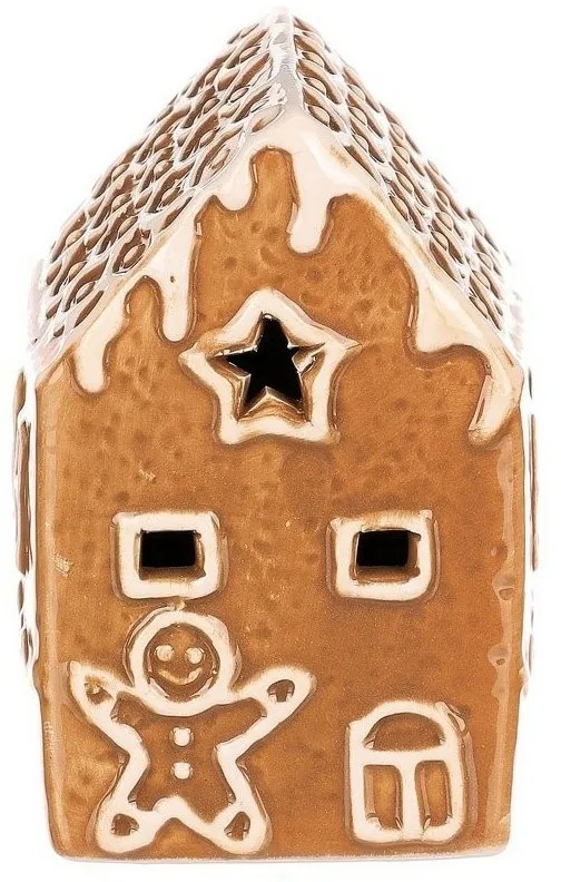 Decorațiuni de Crăciun Casă din turtă dulce cuiluminare LED, ceramică, 9 cm