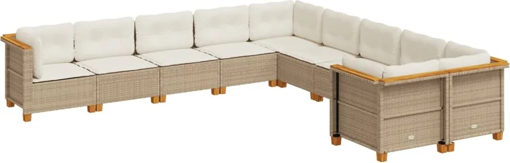 vidaXL Set canapele de grădină cu perne, 10 piese, bej, poliratan