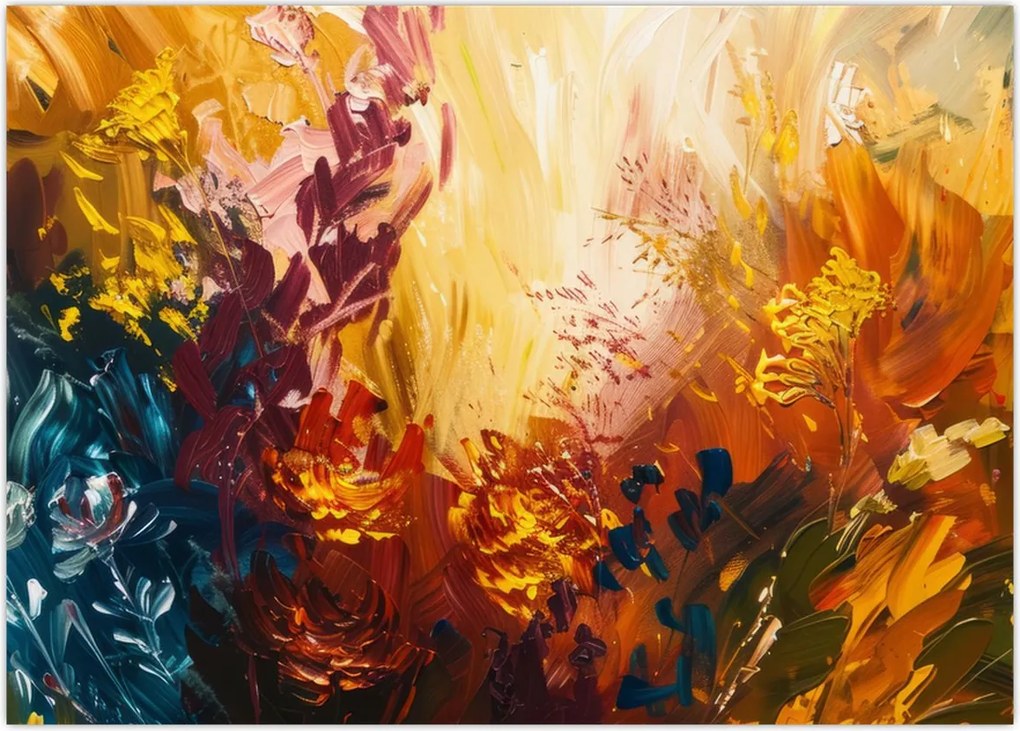 Tablou - pictură abstractă de flori (70x50 cm)