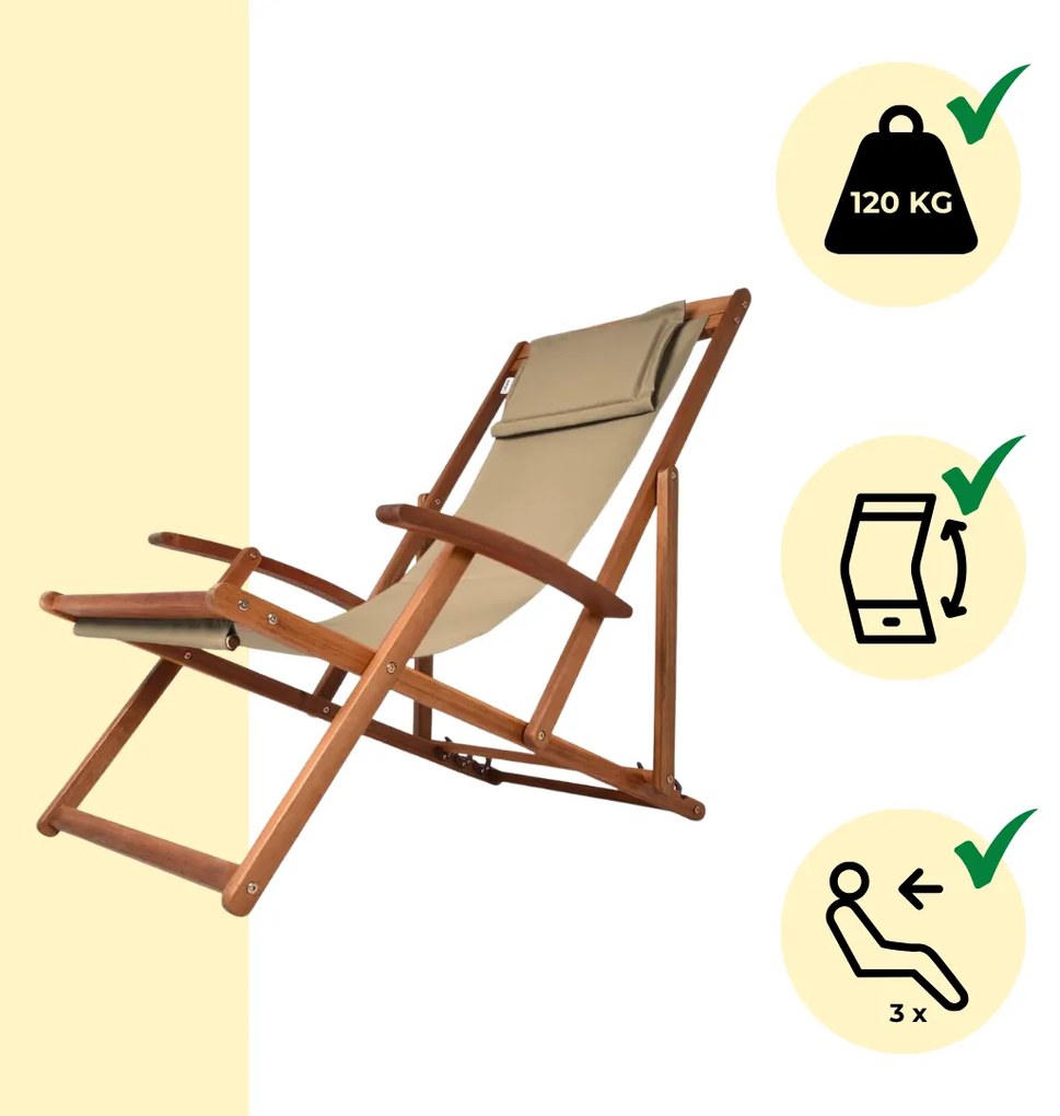 Șezlong de grădină SIENA, 65x87x102cm, bej Jurhan