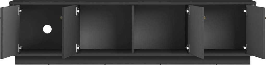 Comodă TV pe soclu Vesper 4D 187 cm - negru / mânere aurii