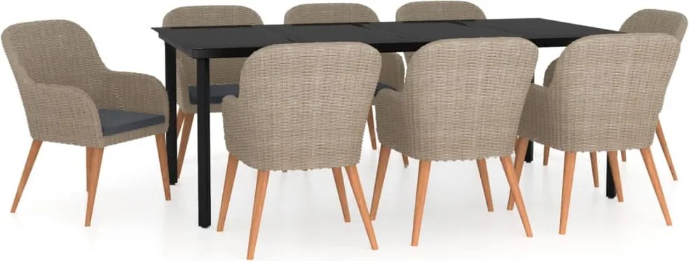 vidaXL Set mobilier de grădină cu perne, 9 piese, maro