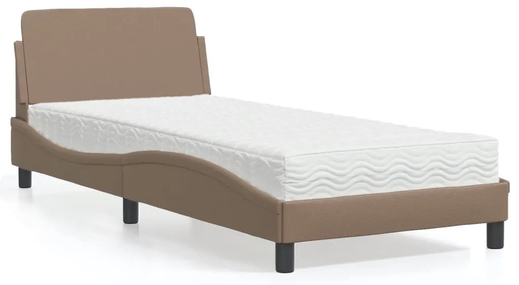 vidaXL Pat cu saltea, cappuccino, 80x200 cm piele ecologică