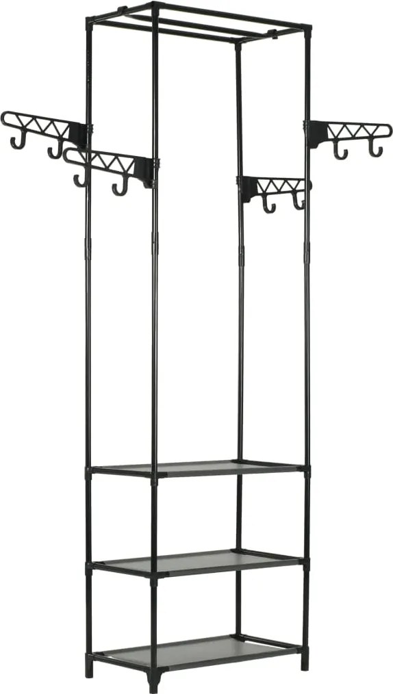 vidaXL Cuier haine, oțel și textil nețesut, 55x28,5x175 cm Negru