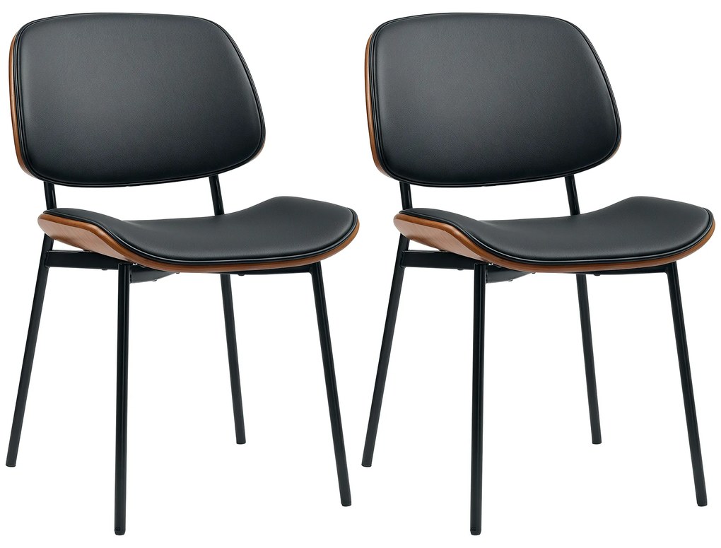 HOMCOM Set de 2 scaune de dining, stil retro clasic, cadru din lemn curbat, pentru living, dormitor, bucătărie, negru | Aosom Romania