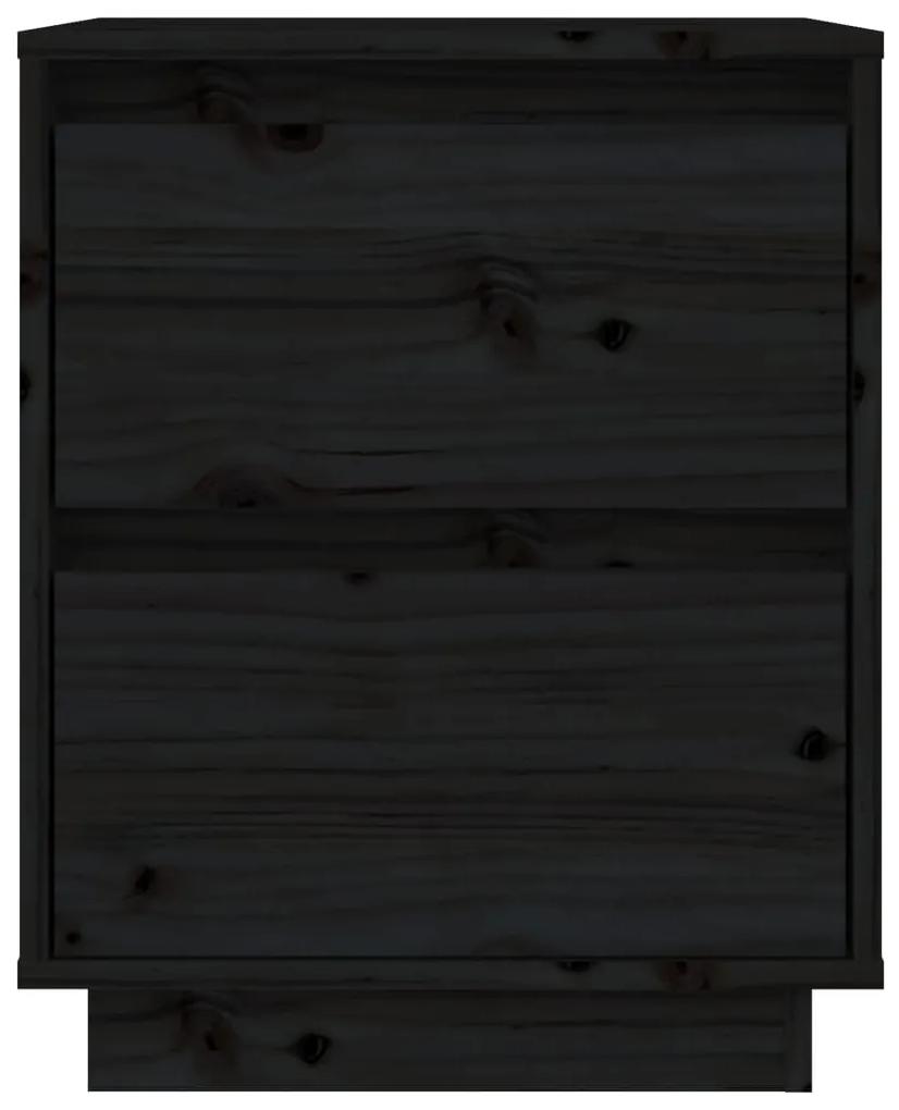 Noptiere, 2 buc., negru, 40x35x50 cm, lemn masiv de pin 2, Negru