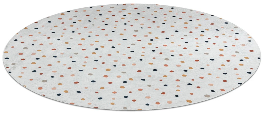 BAMBINO 47890 rotund covor lavabil Puncte pentru copii anti-alunecare - alb / maro