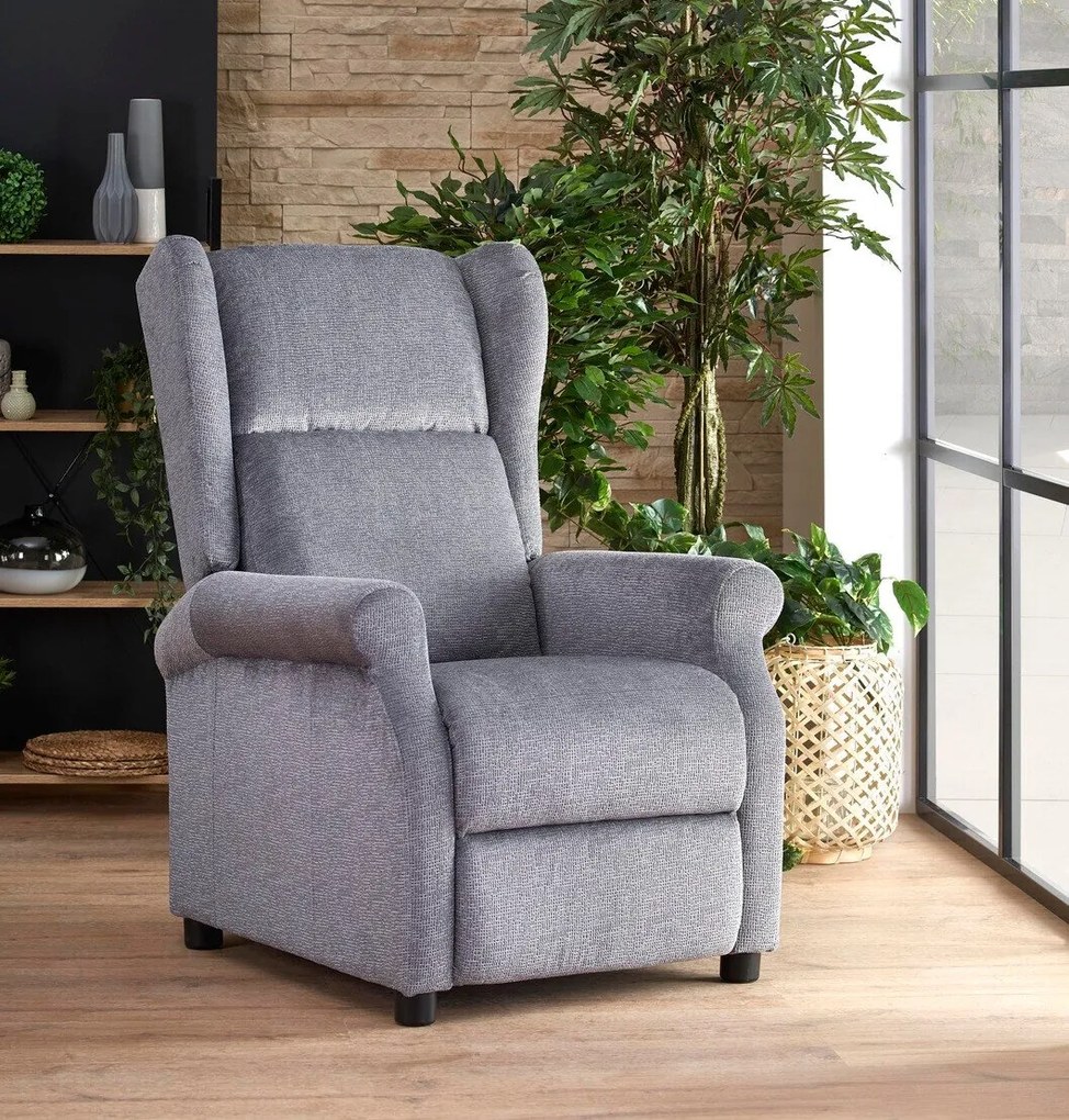 Fotoliu recliner Houston 85483x75x92cm, 30 kg, Gri, Tapiterie