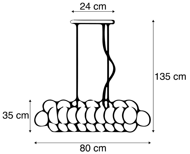 Lampă suspendată Art Deco neagră cu sticlă fumurie 8 lumini - Uvas