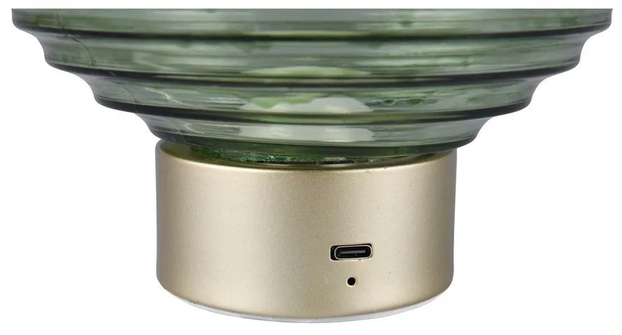 Veioză verde/aurie LED cu intensitate reglabilă cu abajur din sticlă (înălțime 14,5 cm) Earl – Reality